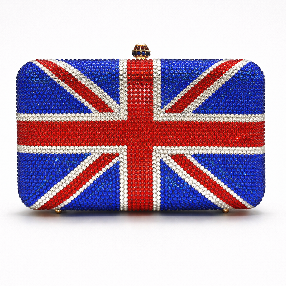union jack crystal clutch bag uk flag evening purse british travel gift main product view
