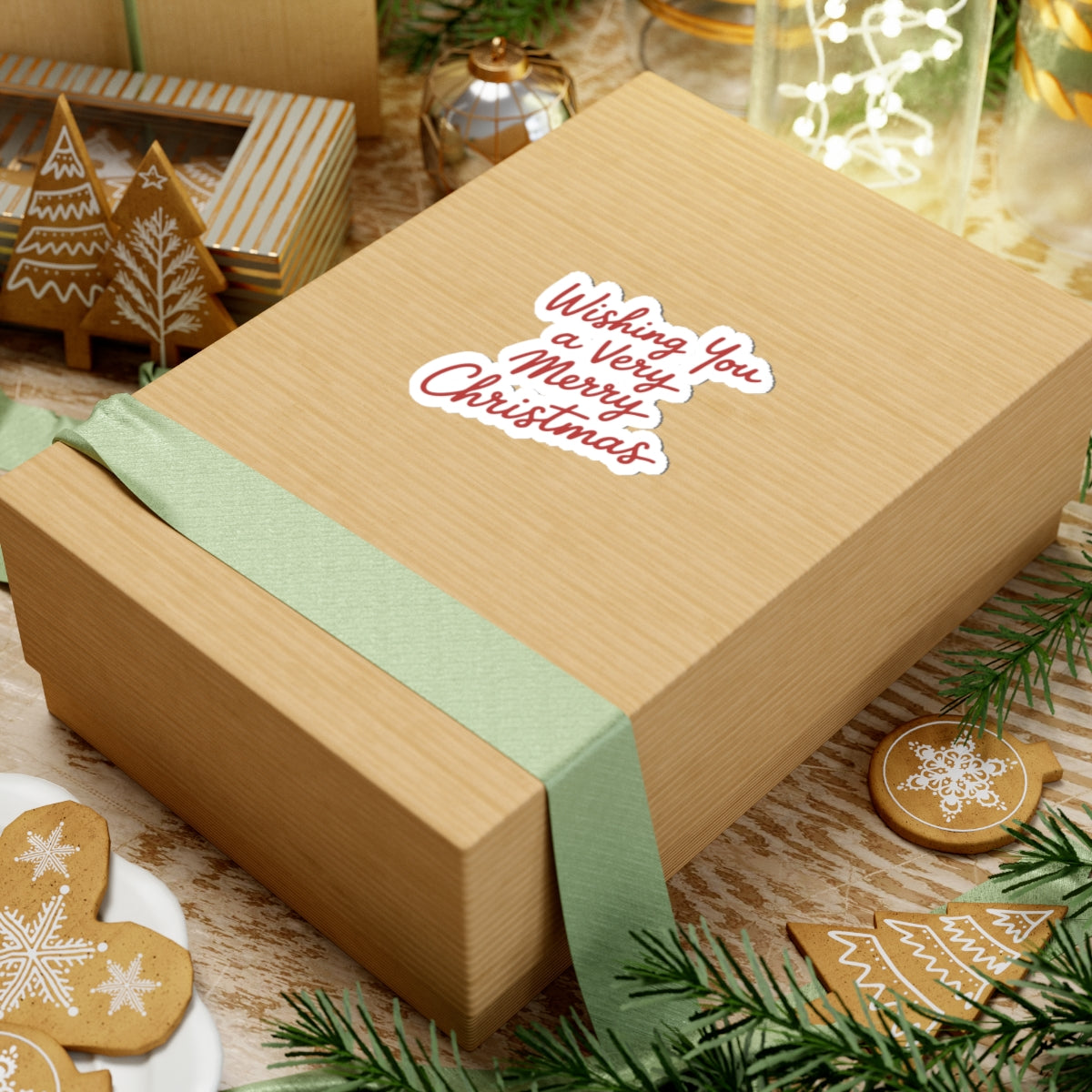 Very Merry Christmas Sticker Gift For Neighbor Holiday Script Decal Present For Cousin Red Vinyl – product image 5