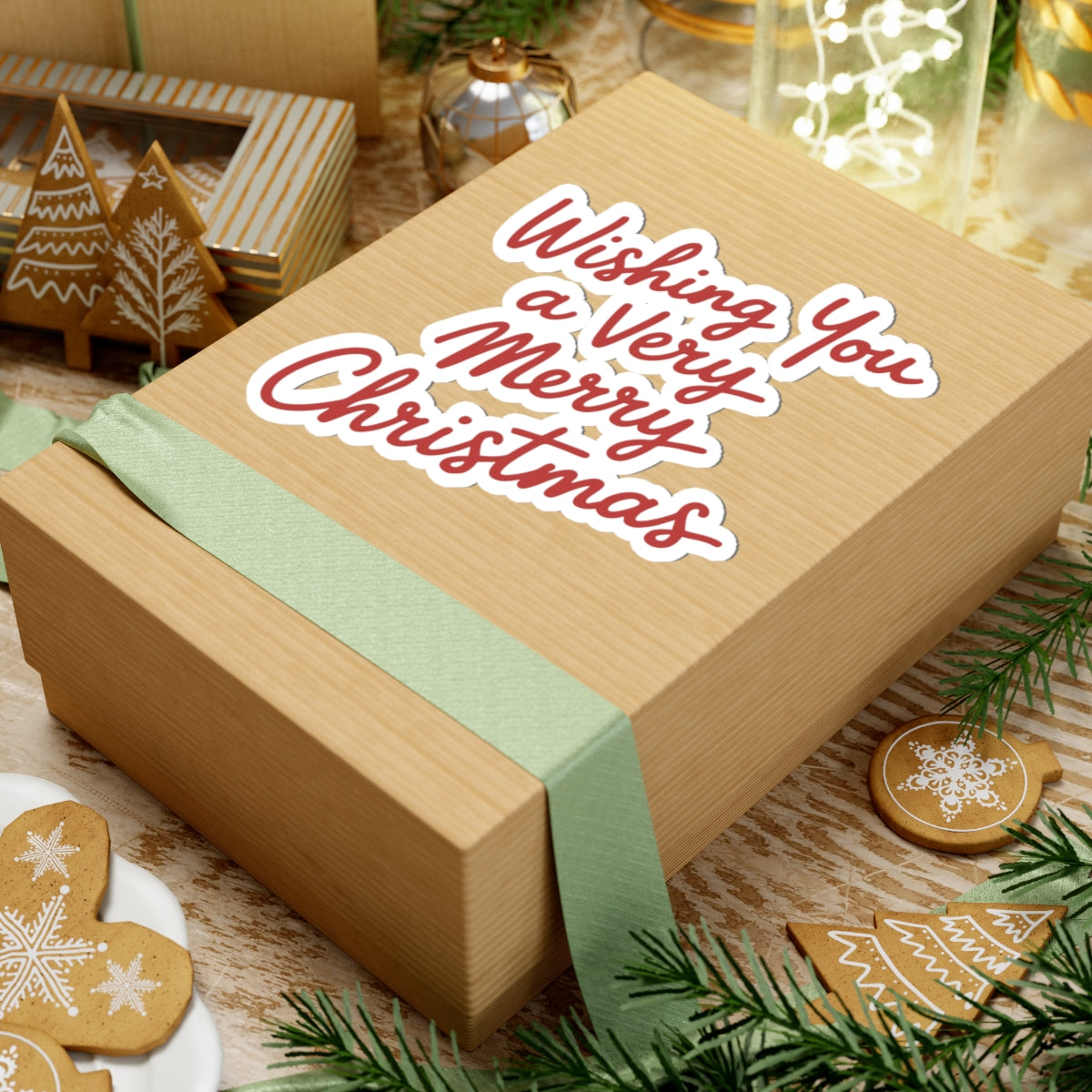 Very Merry Christmas Sticker Gift For Neighbor Holiday Script Decal Present For Cousin Red Vinyl – product image 9