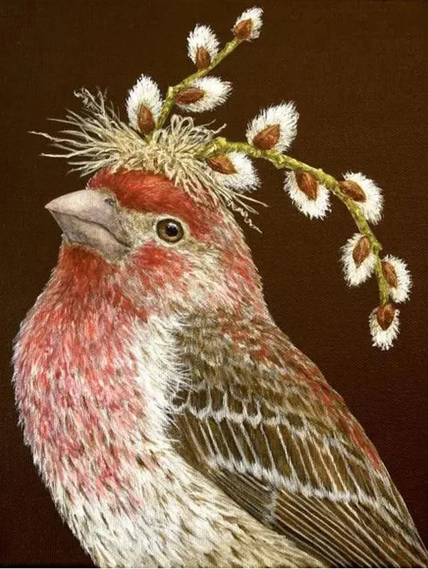 vintage bird floral wall art brown botanical cotton canvas print nature hom alternate product view