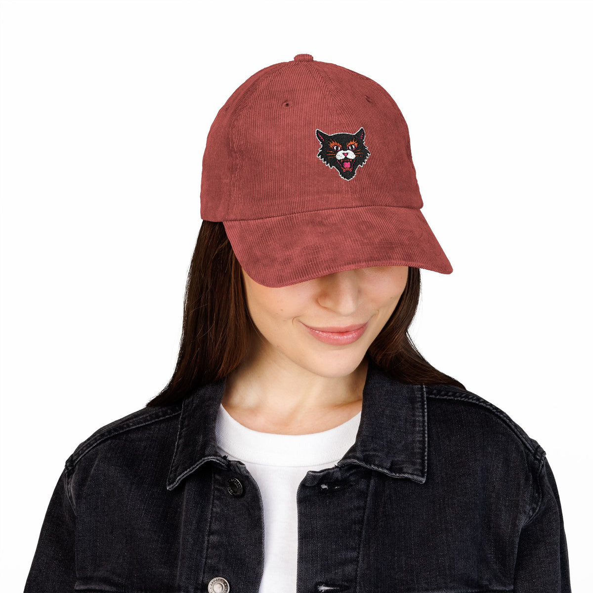 Vintage Corduroy Cat Hat For Alternative Fashion Brown Cap Embroidered Black Kitty Cap For Rock Music – product image 15