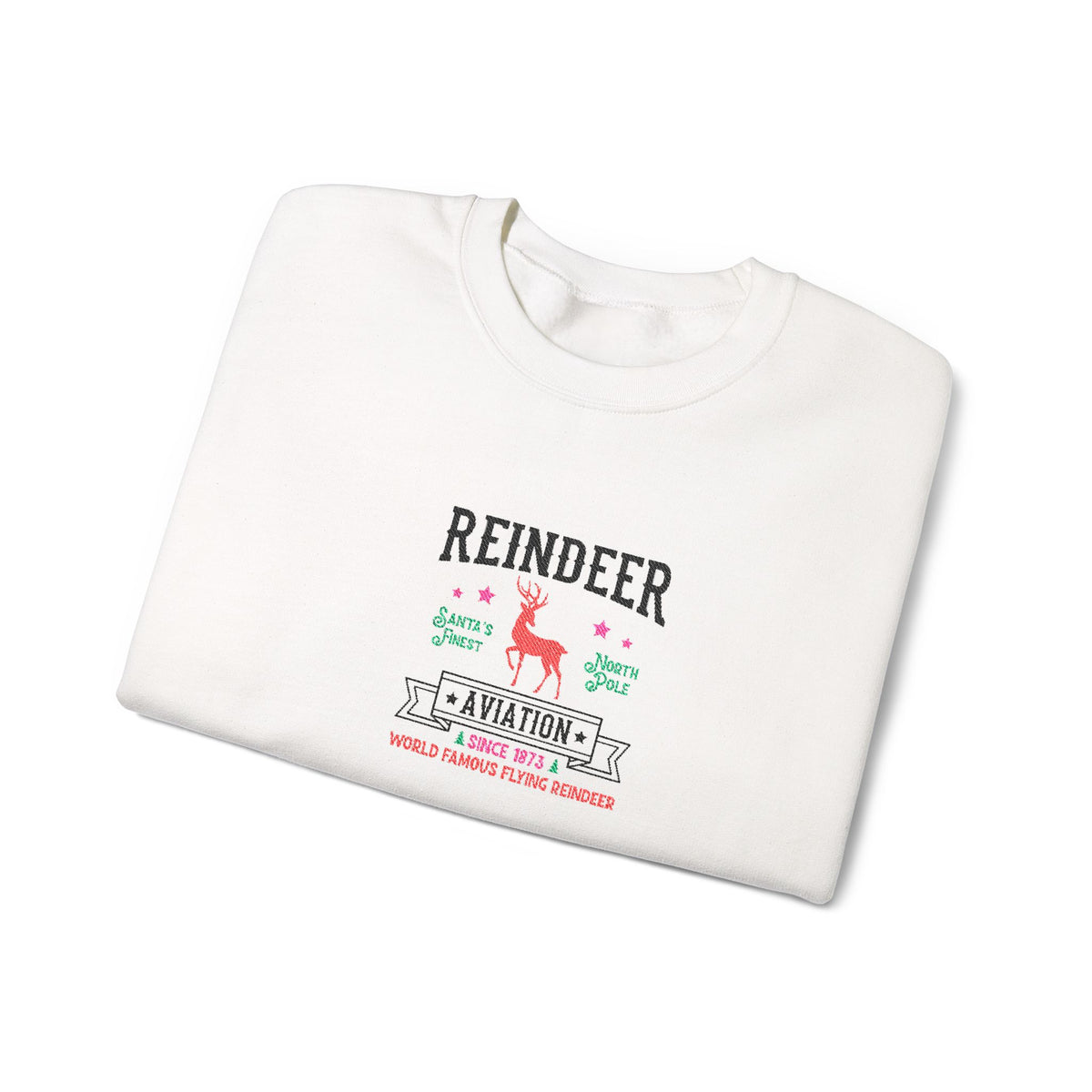 Vintage Reindeer Sweatshirt Retro Christmas Crewneck Embroidered Holiday Pullover North Pole Winter