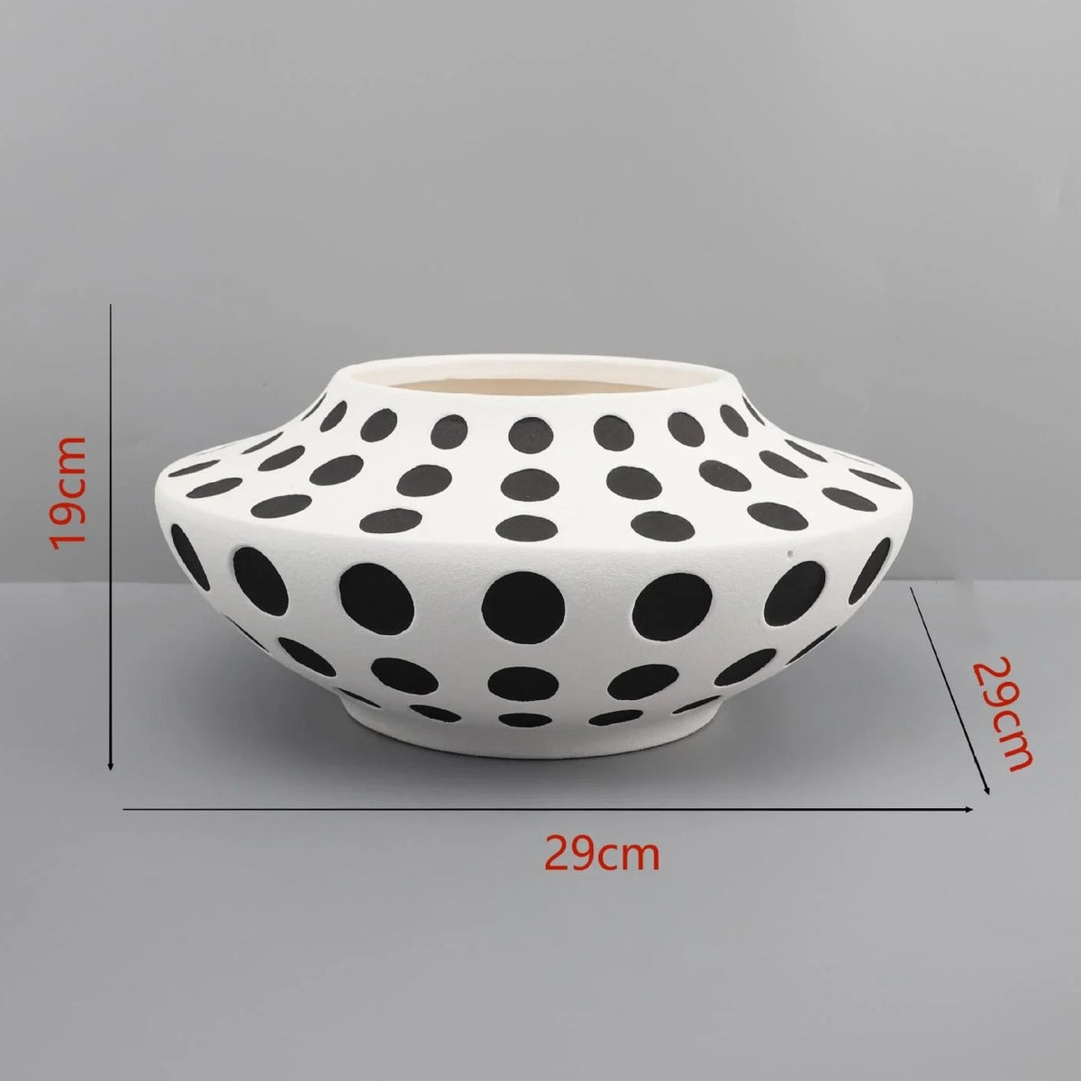 white black polka dot ceramic vase geometric decor alternate product view