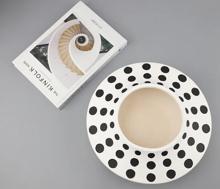 white black polka dot ceramic vase geometric decor product view 5