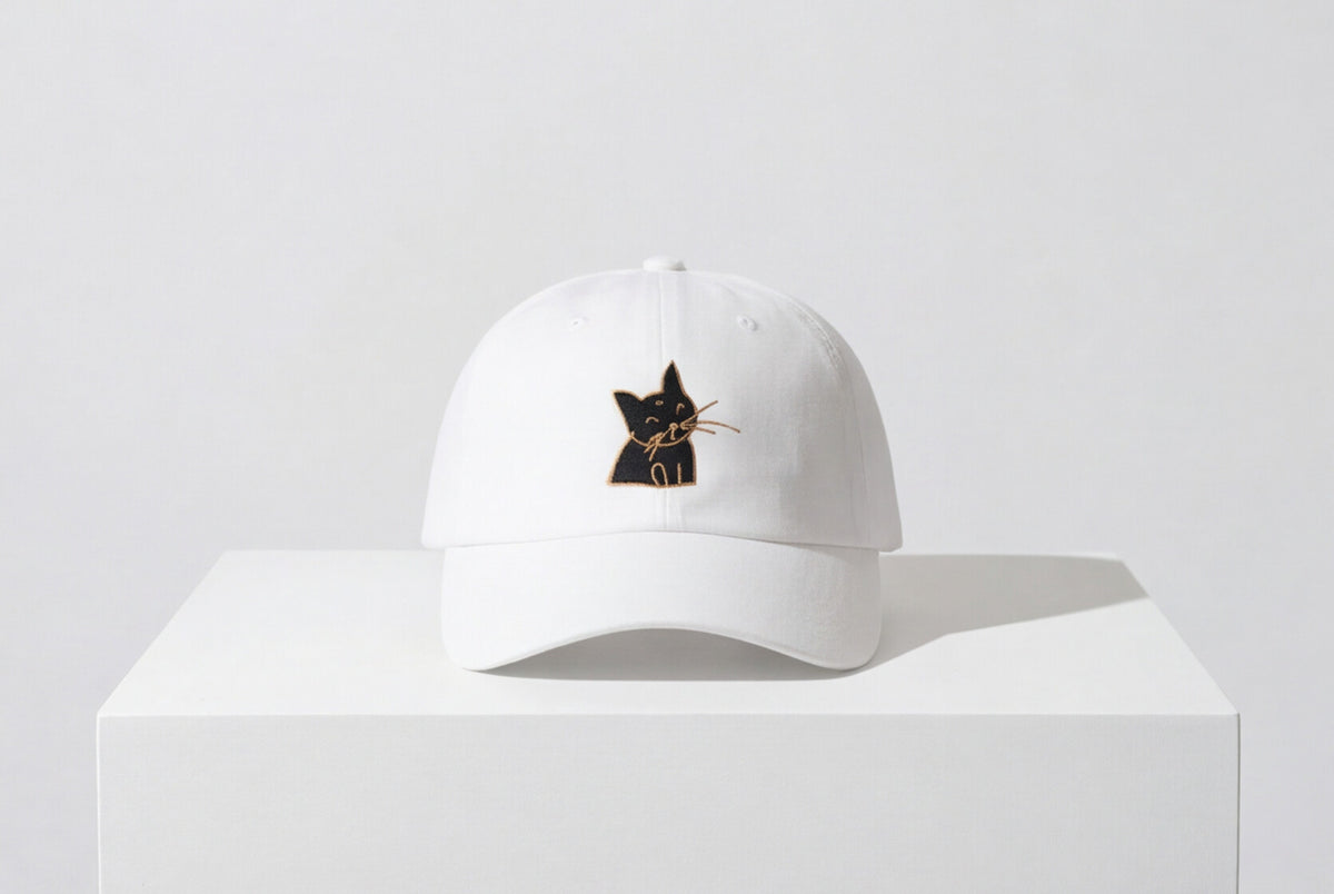 White Cat Embroidered Hat Gift For Cat Mom Gift For Cat Lover Minimal Aesthetic Cap Summer Outfit Hat – product image 13