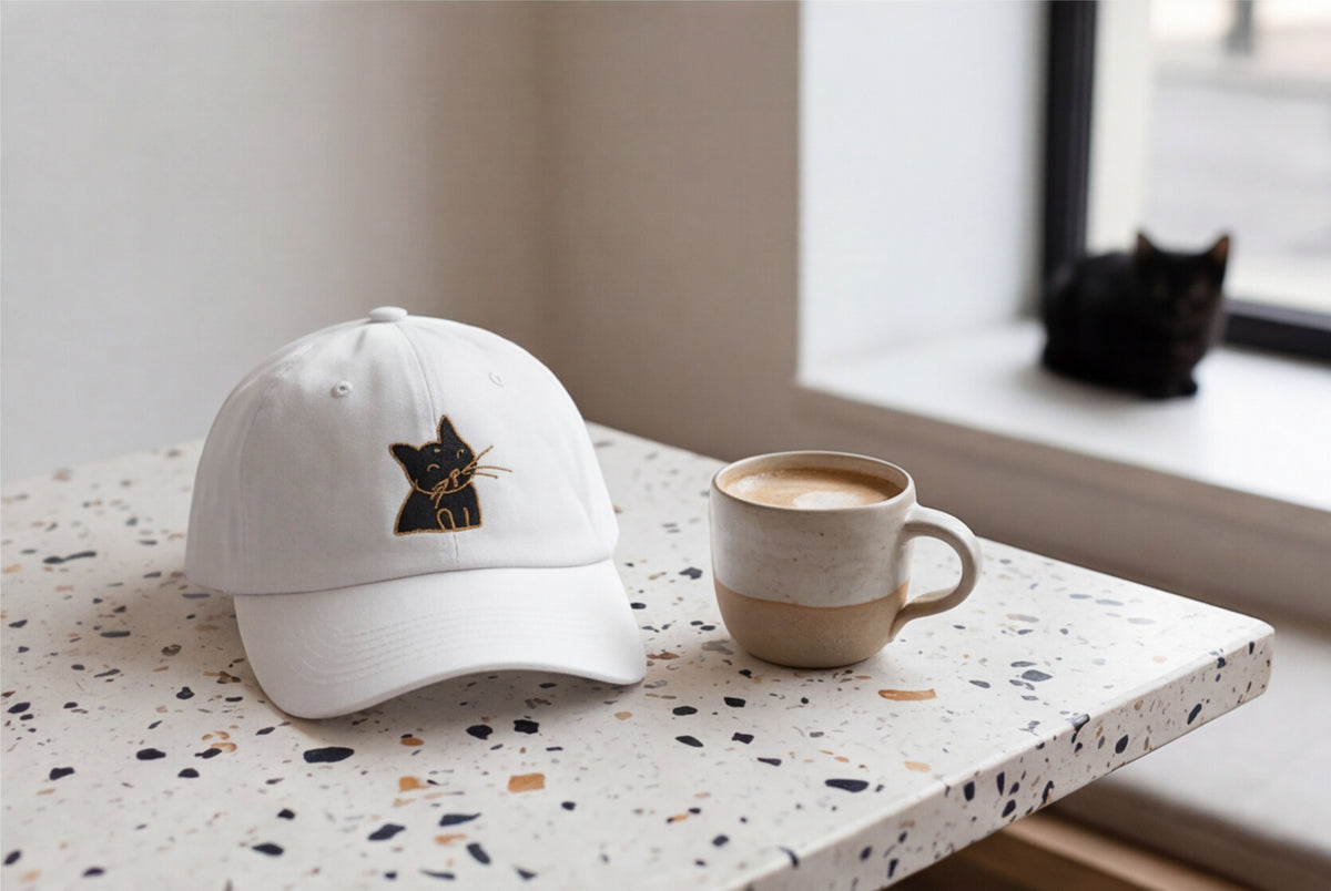 White Cat Embroidered Hat Gift For Cat Mom Gift For Cat Lover Minimal Aesthetic Cap Summer Outfit Hat – product image 15