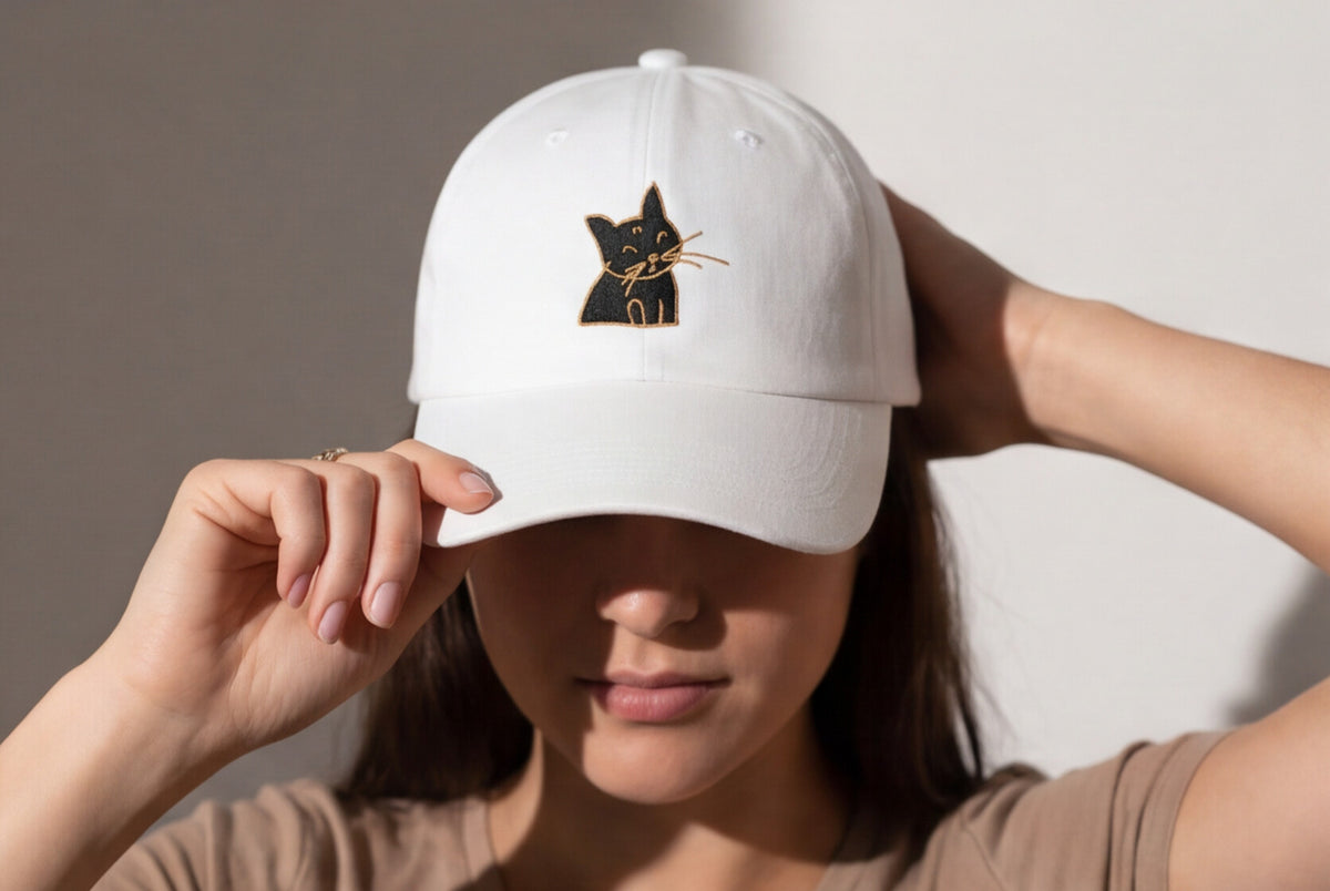 White Cat Embroidered Hat Gift For Cat Mom Gift For Cat Lover Minimal Aesthetic Cap Summer Outfit Hat – product image 16