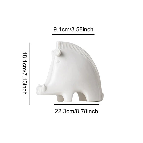 white ceramic wild boar figurine styled product view