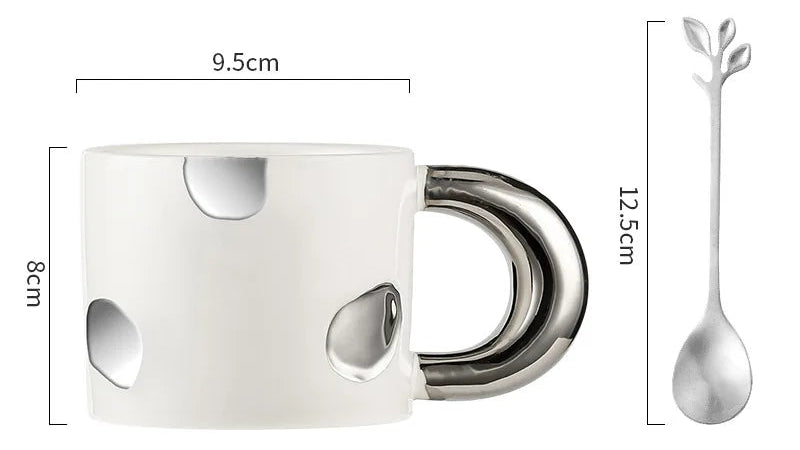 white gold ceramic mug large handle 350ml coffee cup modern kitchen gift product view 5