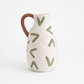 white green leaf ceramic pitcher vase main product view