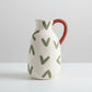 white green leaf ceramic pitcher vase alternate product view