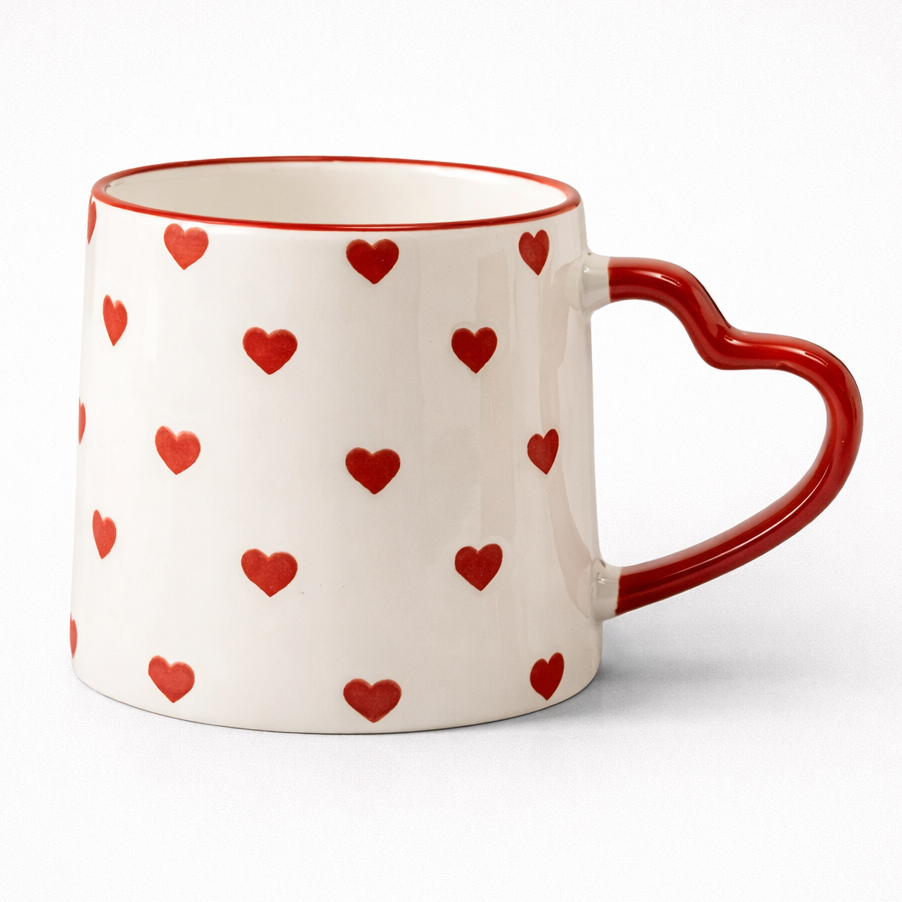 white heart handle porcelain mug main product view
