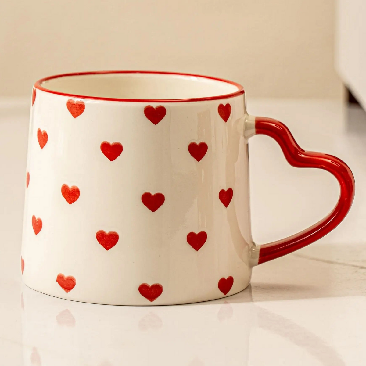 white heart handle porcelain mug alternate product view