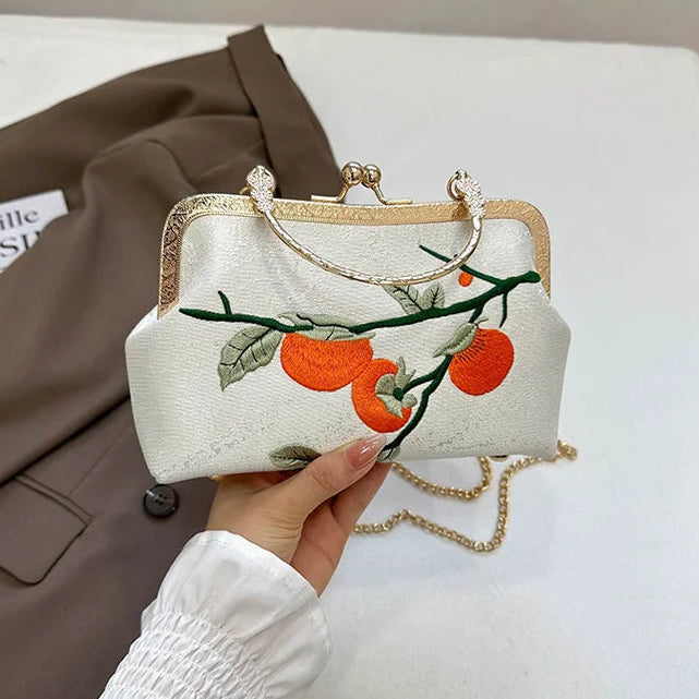 white persimmon embroidered shoulder bag fruit purse product view 5