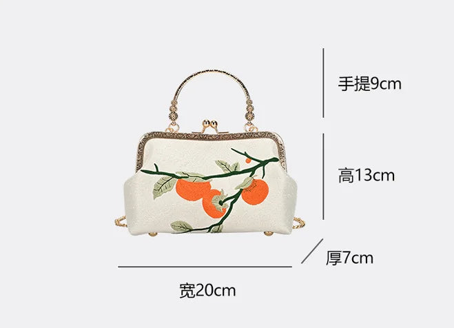 white persimmon embroidered shoulder bag fruit purse product view 9