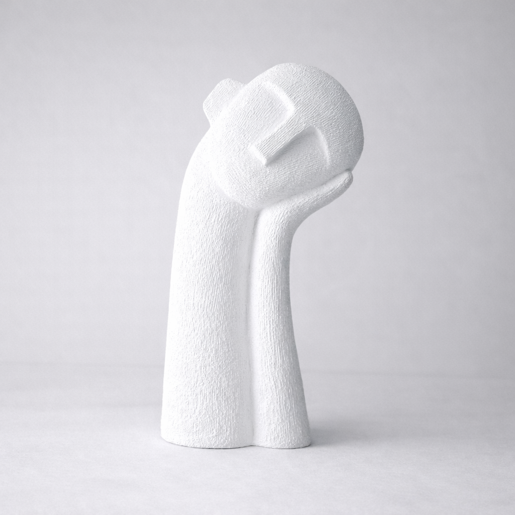 white sleeping figure resin sculpture abstract statue main product view