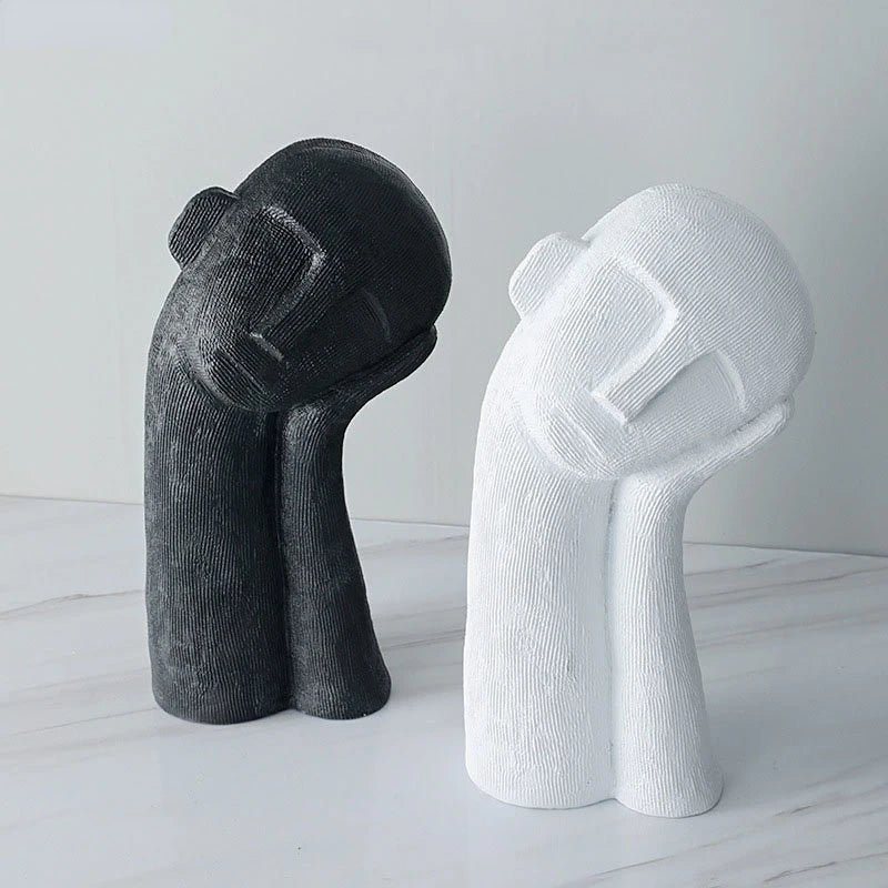 white sleeping figure resin sculpture abstract statue alternate product view