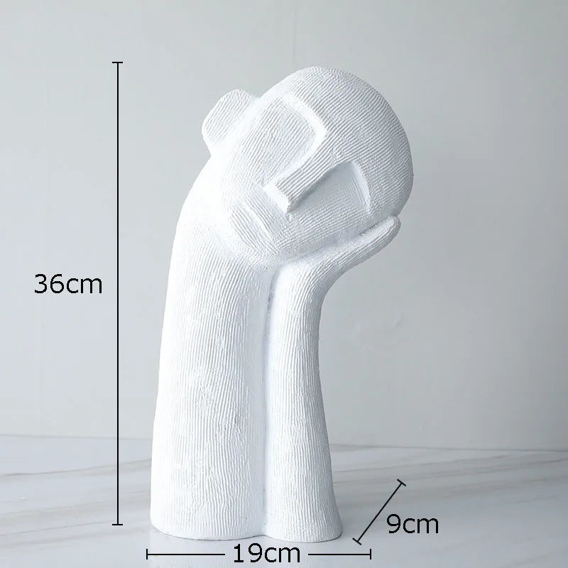 white sleeping figure resin sculpture abstract statue detail product view
