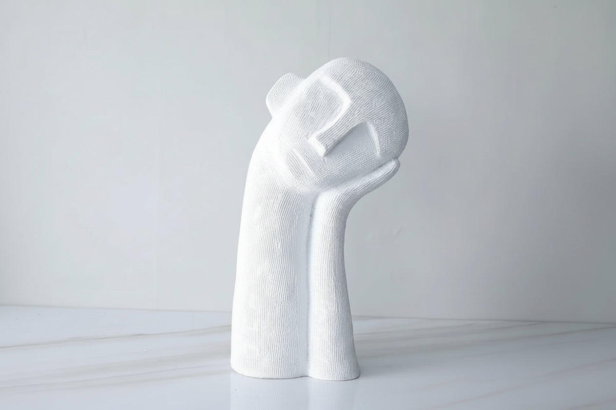 white sleeping figure resin sculpture abstract statue product view 5