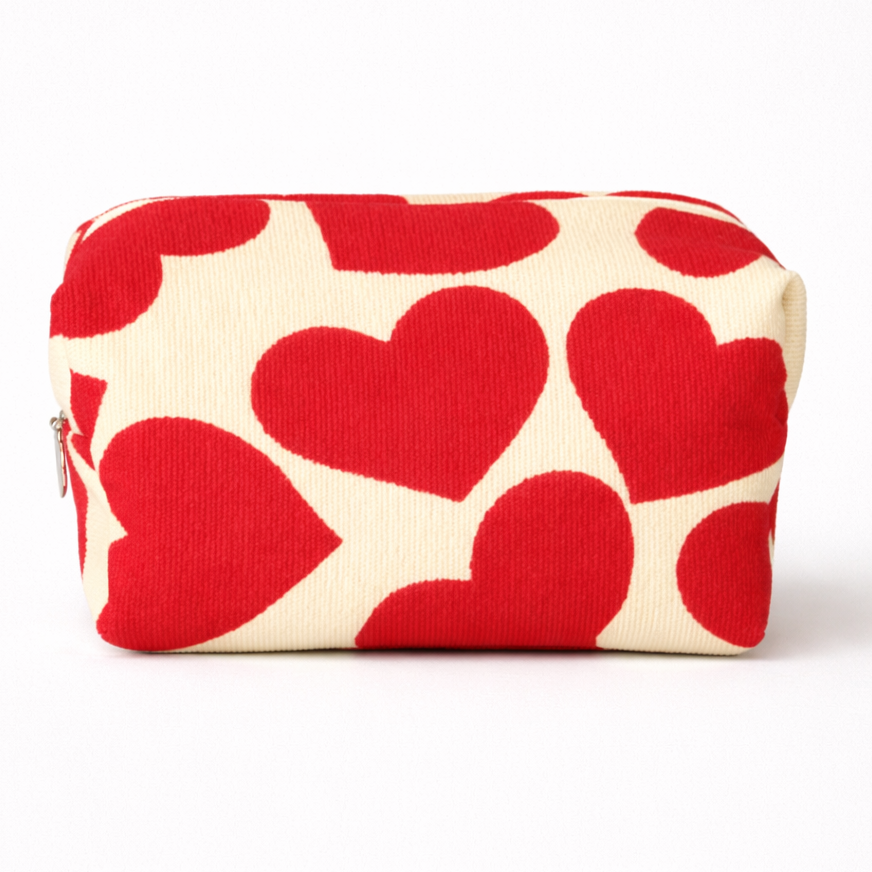 Women Large Capacity Heart Print Pattern Makeup Bag Clutch Cosmetic product view