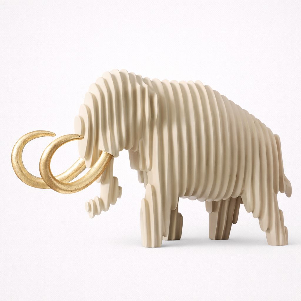wood look mammoth sculpture striped elephant figurine animal home decor main product view