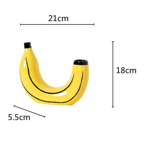 yellow banana resin vase styled product view