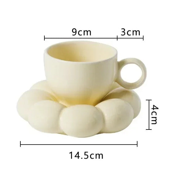 Yellow Floral Ceramic Mug With Saucer 200ml Birthday Gift