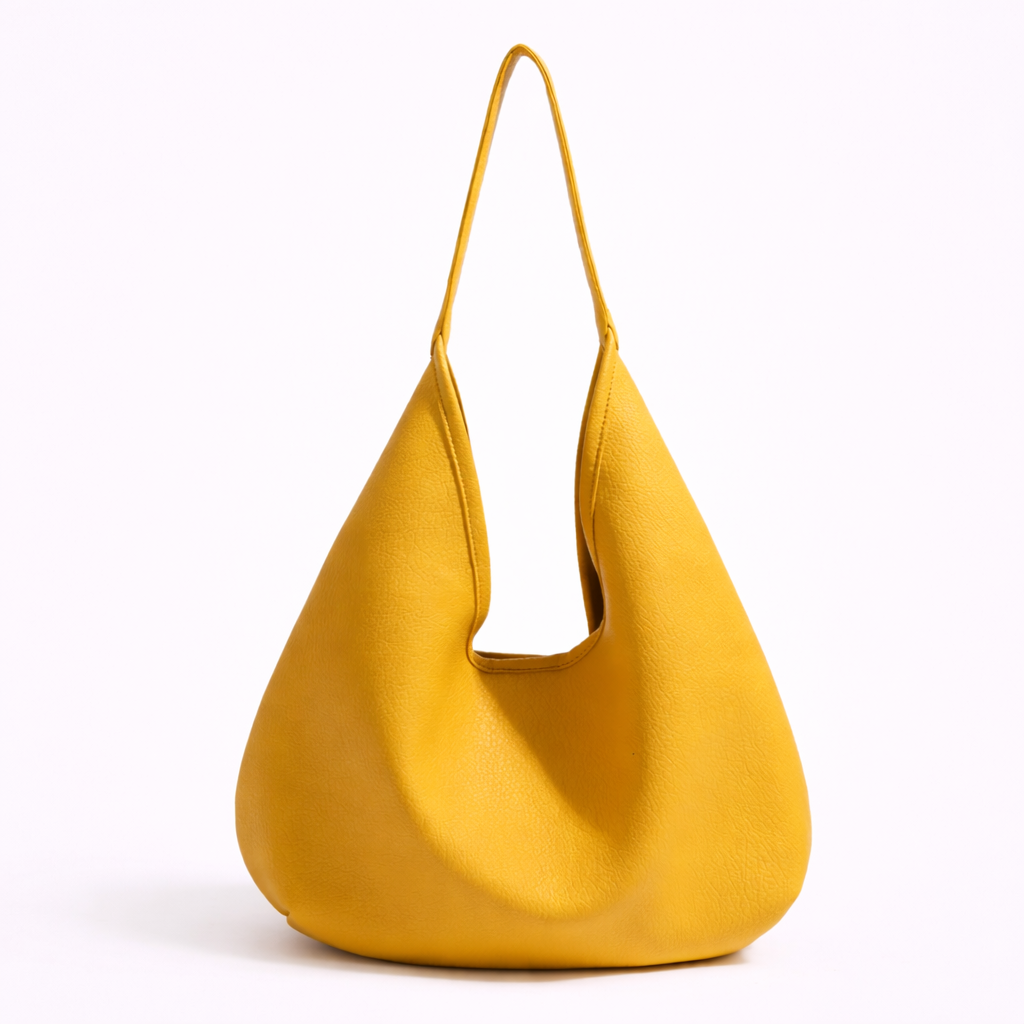 yellow hobo shoulder bag pu leather slouchy shopper handbag casual everyday main product view