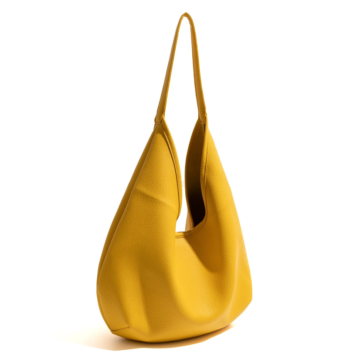 yellow hobo shoulder bag pu leather slouchy shopper handbag casual everyday detail product view