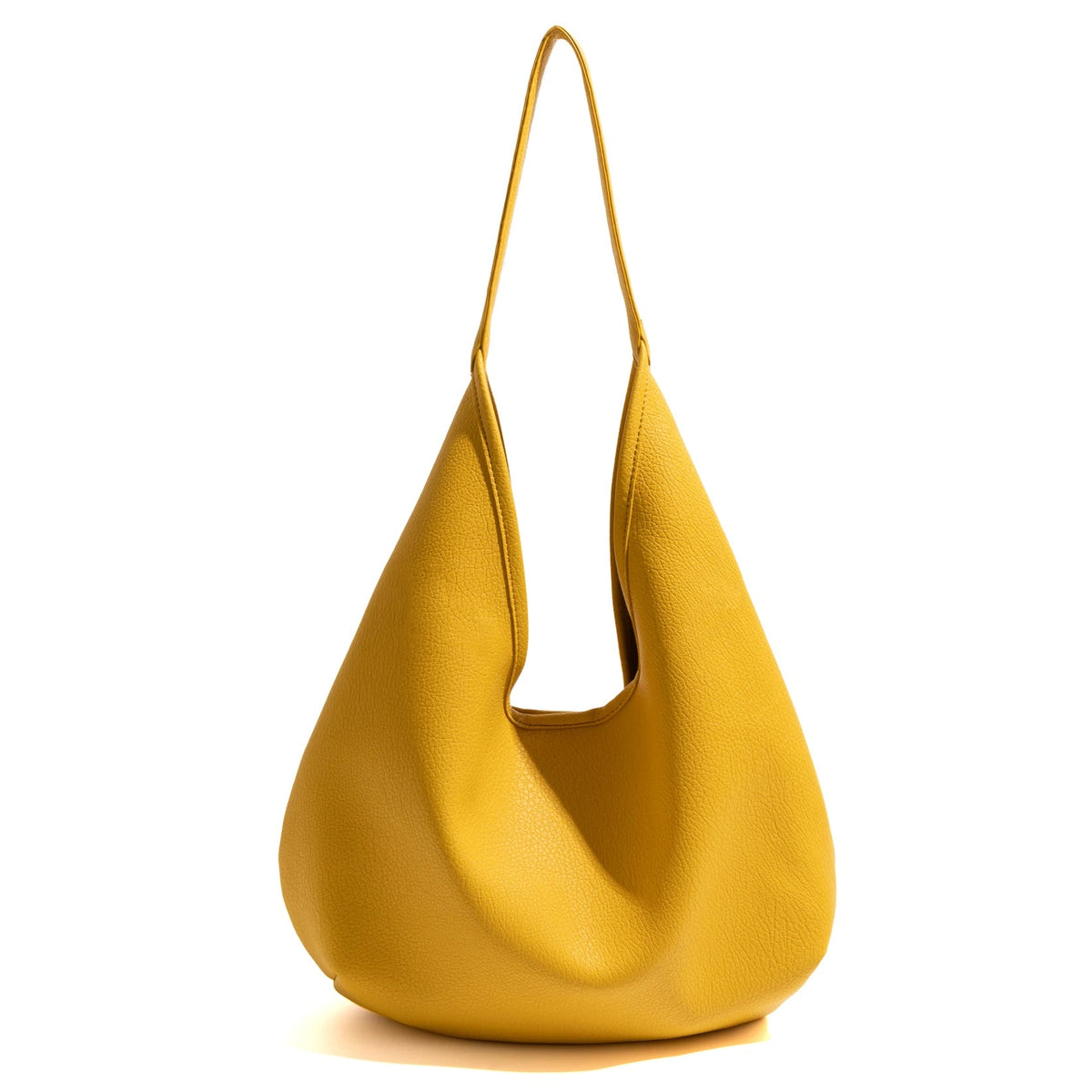 yellow hobo shoulder bag pu leather slouchy shopper handbag casual everyday product view 6