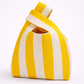 yellow white striped knitted bucket bag main product view