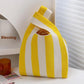 yellow white striped knitted bucket bag alternate product view
